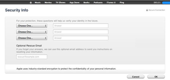 iTunes Security Info