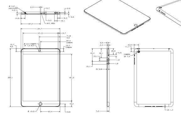 чертежи iPad mini и iPad 4