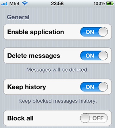 Блокировка SMS и iMessage сообщений