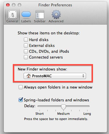 Открываем новые окна в домашней директории в OS X