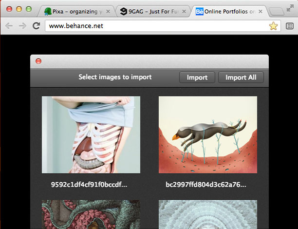 Импорт изображений из Safari и Chrome