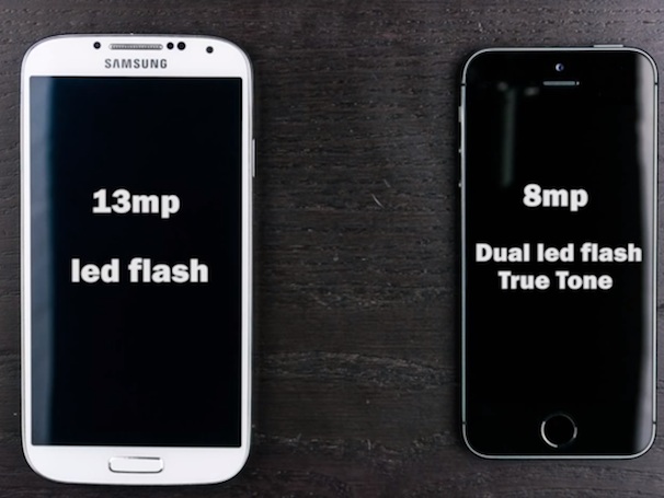 Вспышки на камерах iPhone 5S и Samsung Galaxy S4