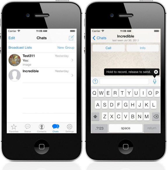 WhatsApp для iOS 7