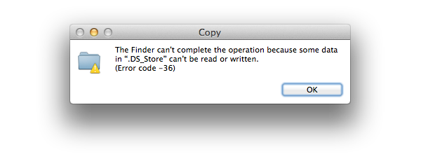 Как исправить код ошибки -36 «.DS_Store не может быть прочитан или записан»